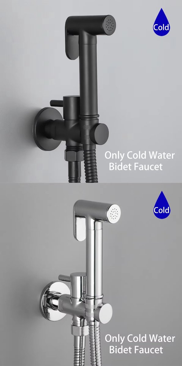 Luxe RVS Bidet Doucheset Chroom – Complete 5-in-1 Set – Handdouche Bidet / Hand Shower – Geïntegreerde Houder (Zonder Boren) – Explosieveilige Spiraalslang – G 1/2"