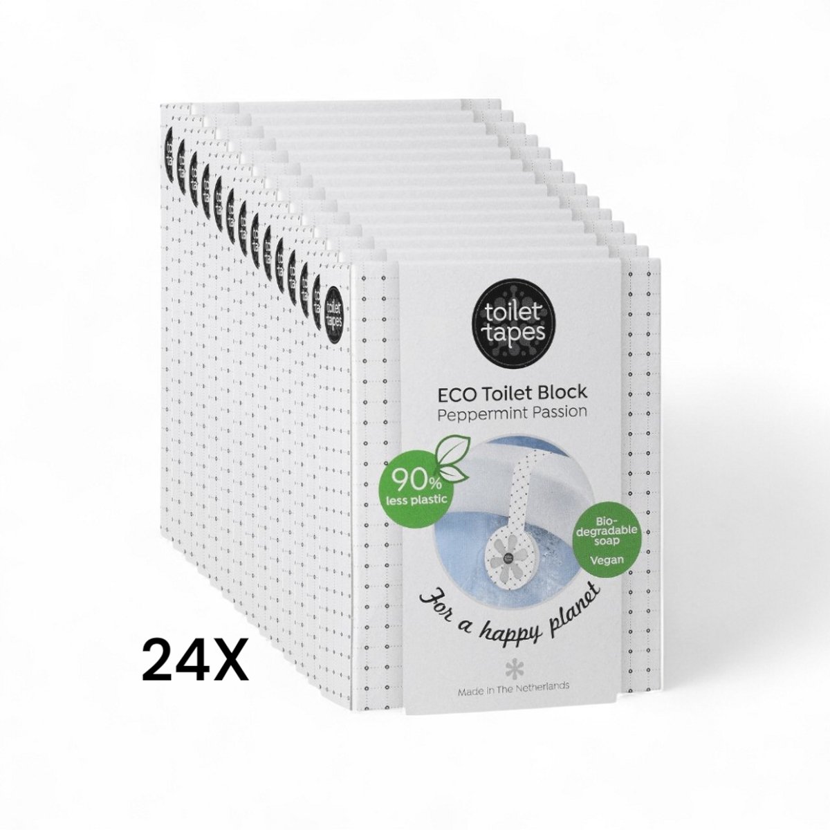 Toilet Tapes - Peppermint Passion - voordeelverpakking - 24 stuks - Eco-vriendelijke WC Blokjes - 220+ Spoelbeurten - Tot 90% Minder Plastic, Efficiënte Toiletsteen - ook geschikt voor randloos toilet - duurzaam verpakt in FSC karton