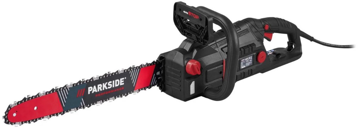 PARKSIDE PERFORMANCE® Elektrische kettingzaag 2500 W - Zaaglengte: 45 cm - Kettingsnelheid: 16 m/s - 62 aandrijfschakels - Accessoires: 1x Kettingbeschermkap, 1x 130 ml Bio-kettingolie, 1x Draagtas