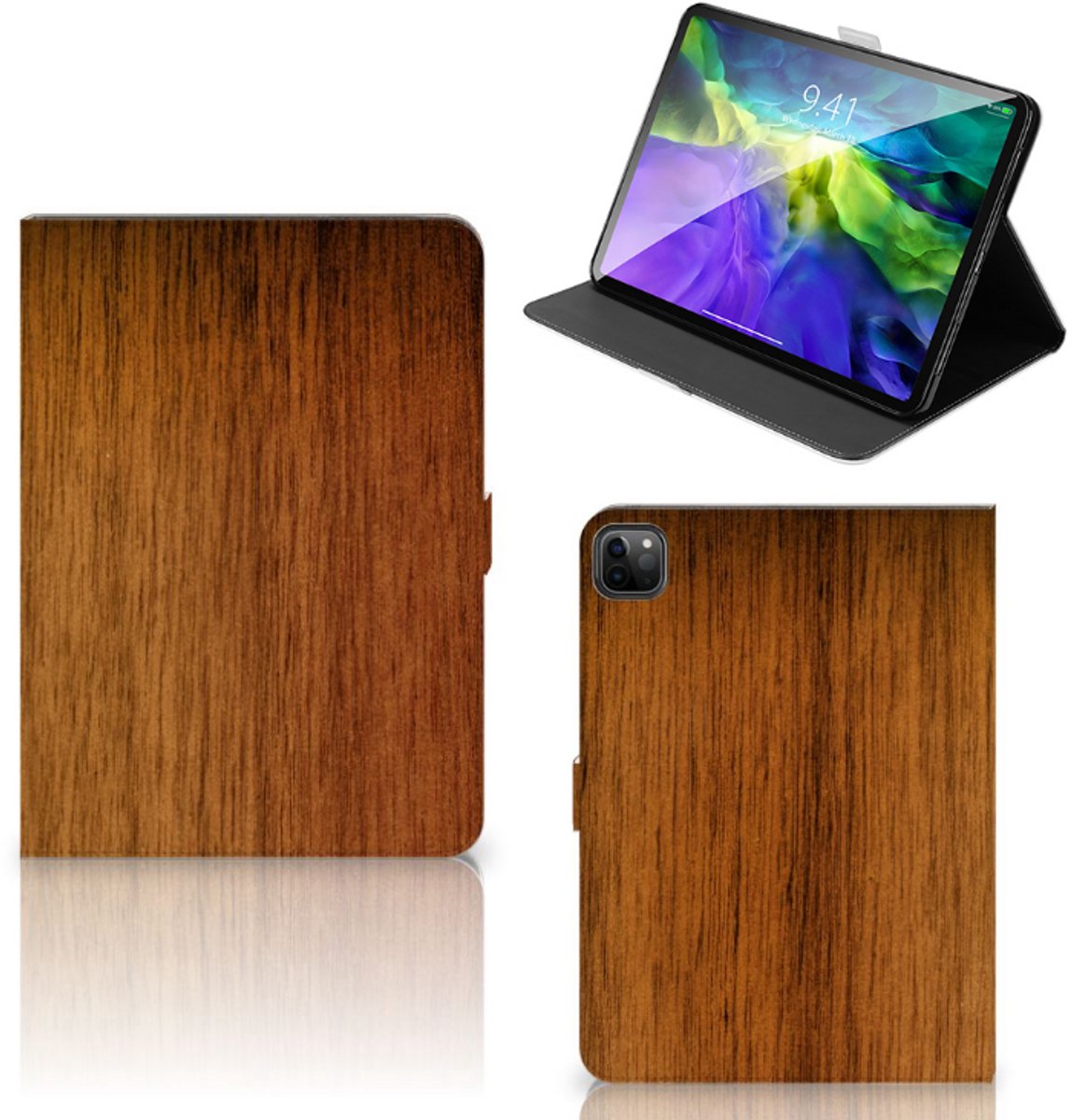 iPad Pro 11 2020/2021/2022 Tablet Book Cover Donker Hout