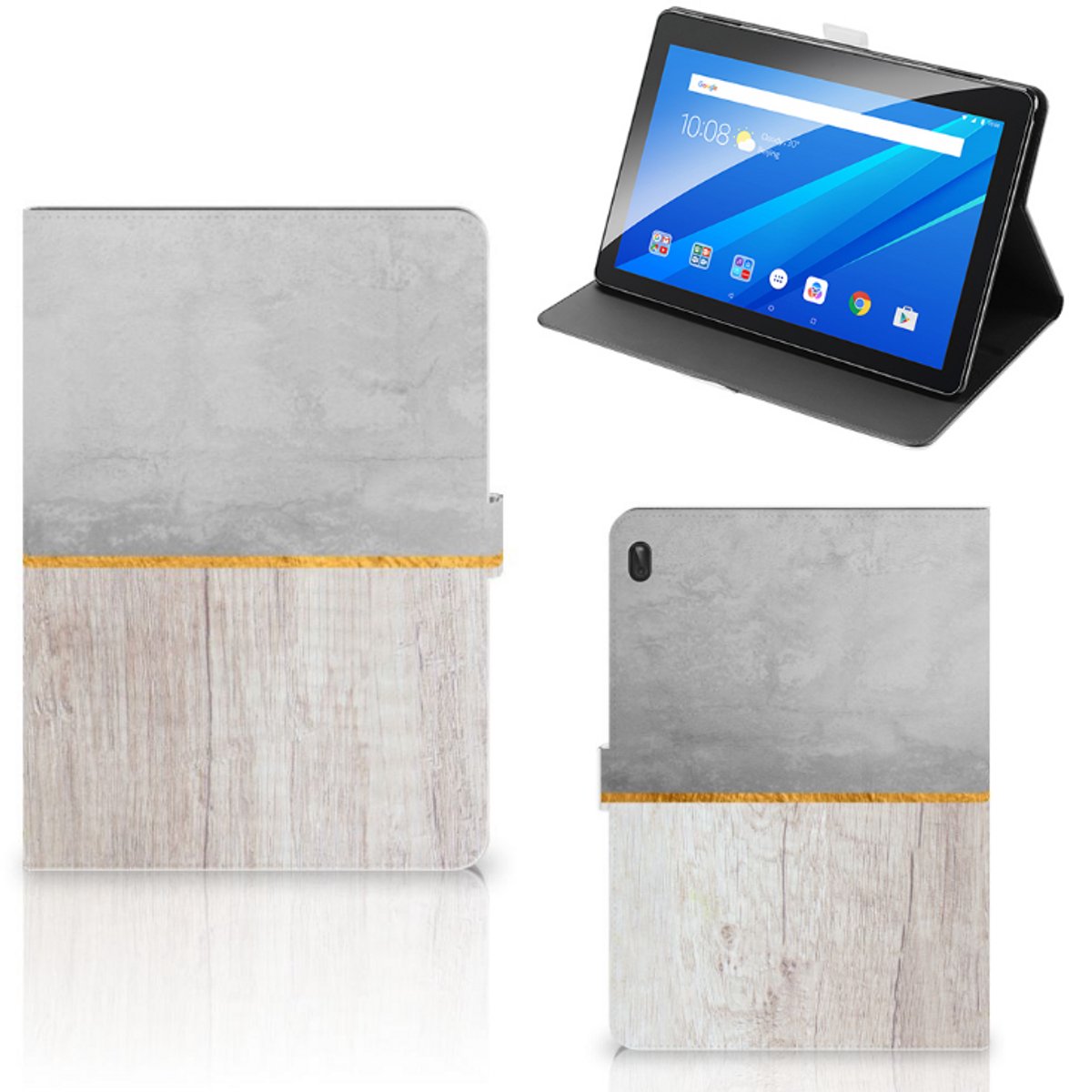 Lenovo Tab E10 Tablet Book Cover Wood Concrete