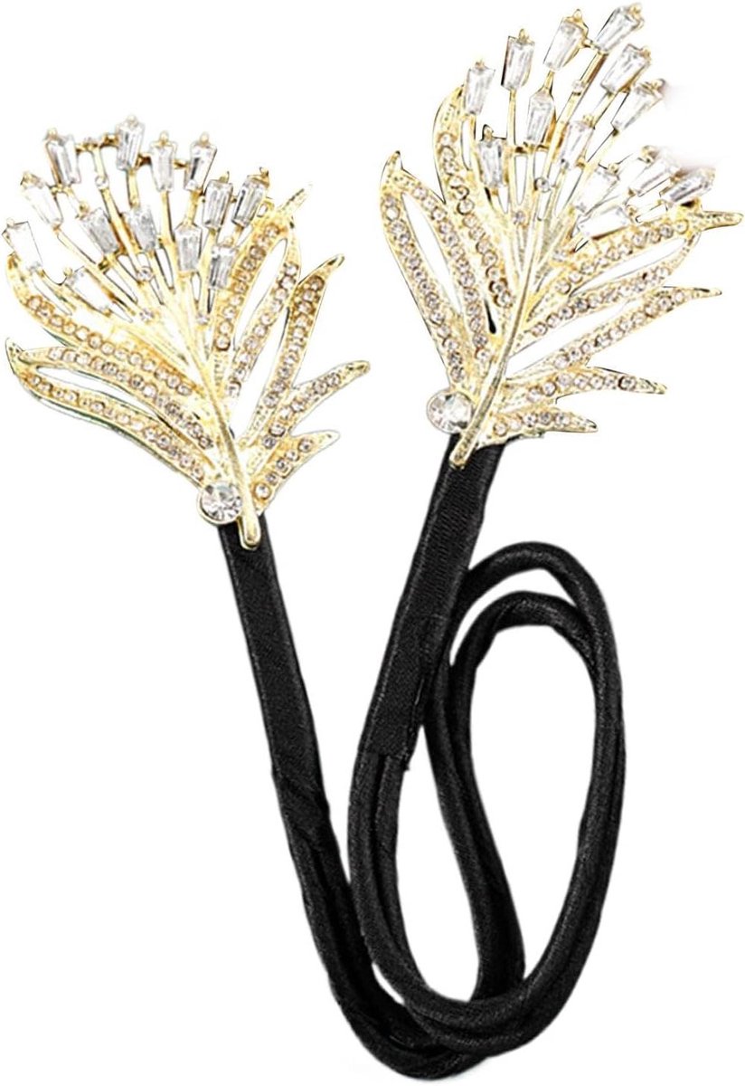 Haarspelden Set - Knot Maker - Elegant Kapsel - Strass Bloemen - 34 cm - Goud Blauw