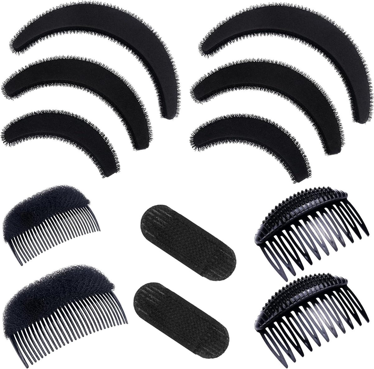 Haar Spons Tool - Haar Clip Kam - Haar Styling - Onzichtbaar Effect - Compact Formaat - Zwart