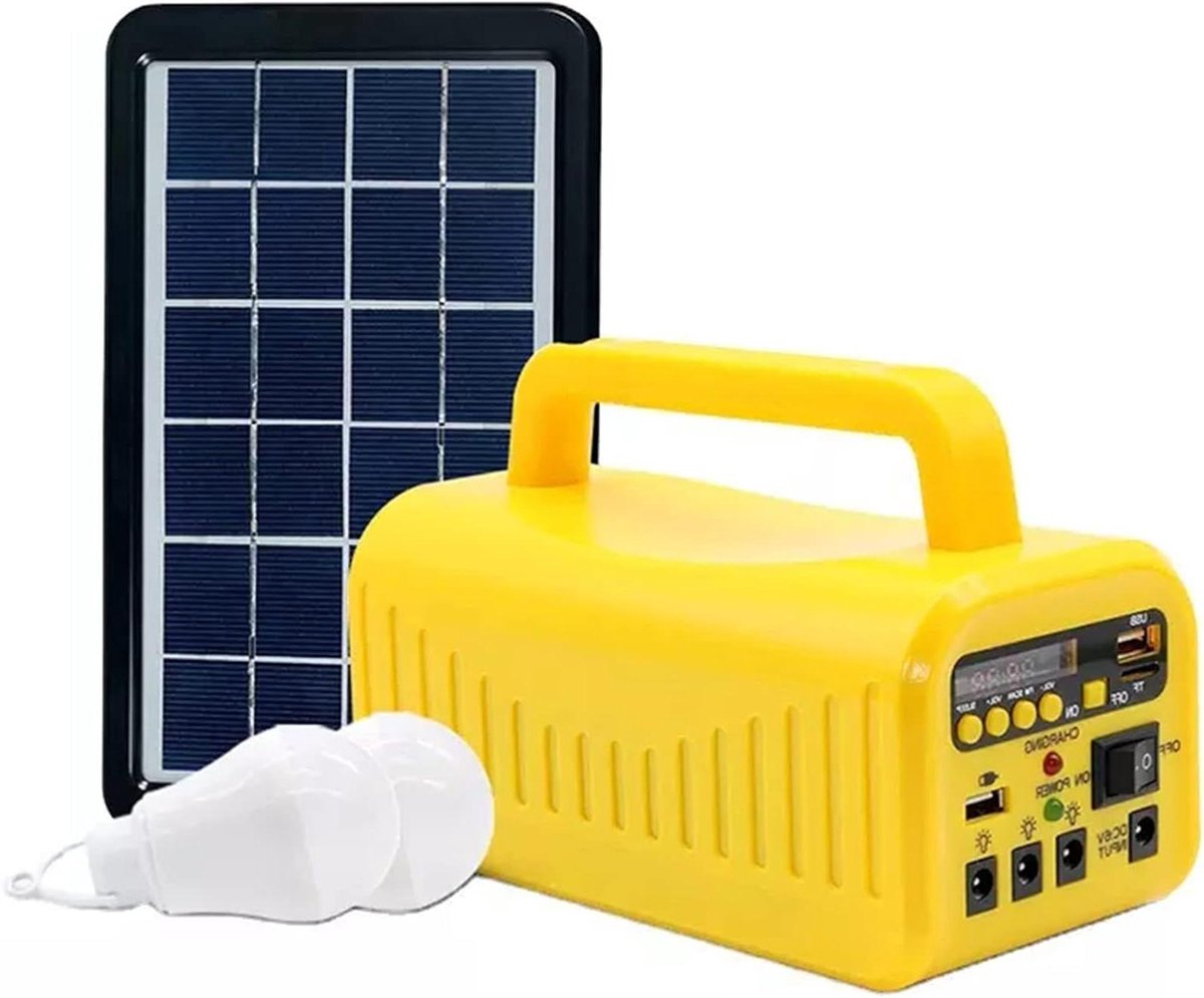 Zonne-energie Systeem - Draagbare Generator - Kamperen Buiten - Multimedia Functie - 19x13x10 cm - Zwart