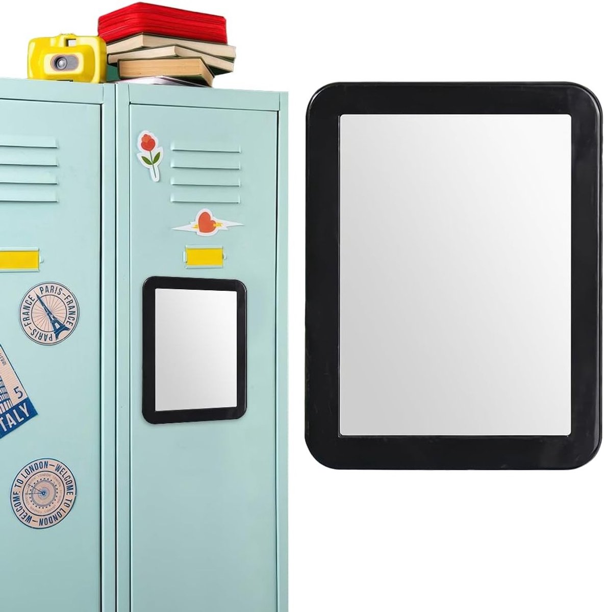 Rechthoekige Magnetische Spiegel voor Lockers - 17,5 x 13,5 cm - Schokbestendig Make-up Spiegel voor School, Kantoor en Koelkastgebruik