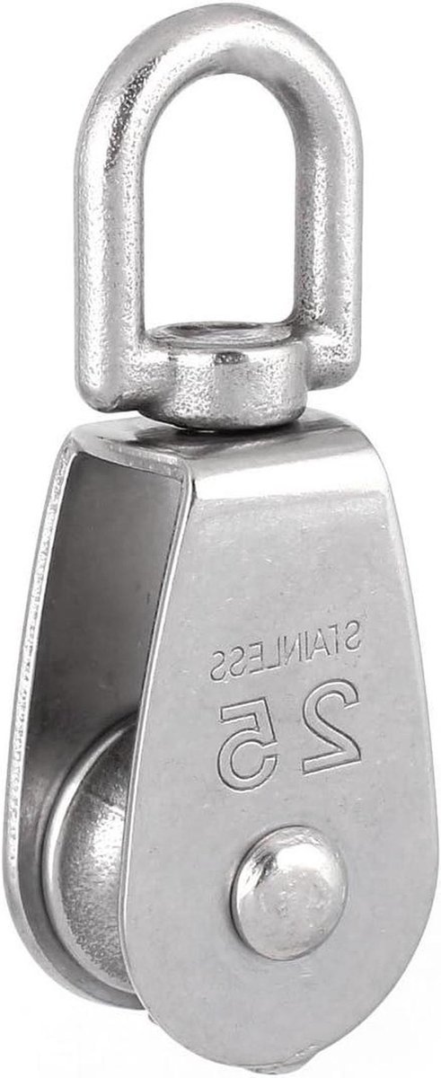 Enkelschijfs Katrol - Draaibaar Oog - Touw Hijsen - 304 Roestvrij Staal - 25 mm Diameter - Zilverkleurig