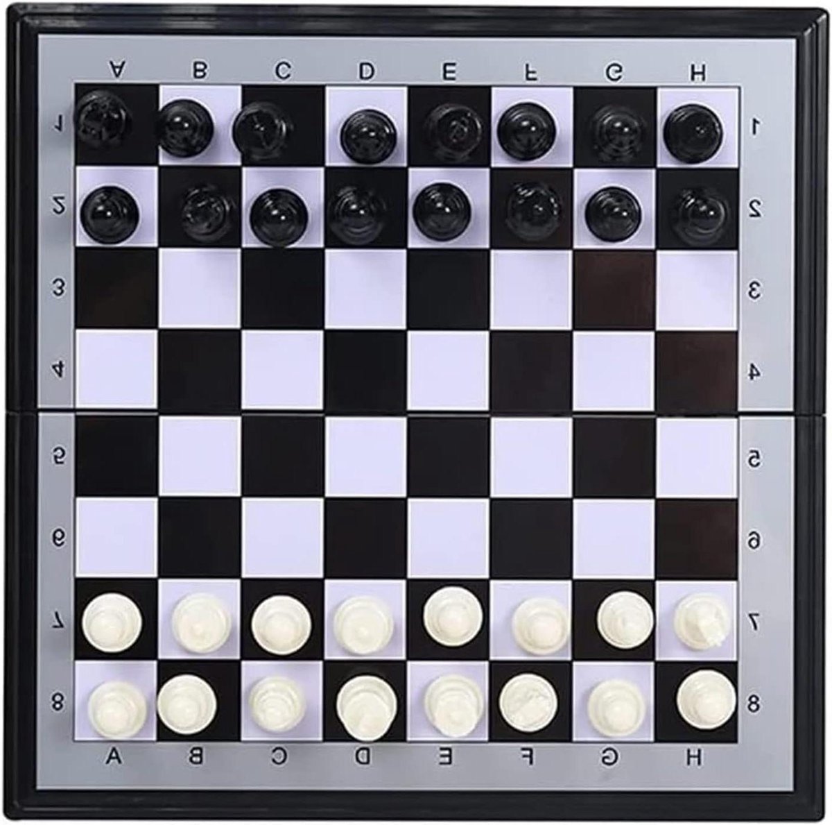Schaakspel - Schaakbord Reisset - Reizen en Ontspanning - Magnetisch en Opvouwbaar - 20x20cm - Zwart en Wit