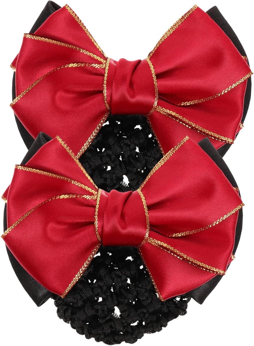 Haarnetjes met Strik - Haaraccessoires Set - Stijlvol Haar - Set van 6 stuks - 11 x 9 cm - Rood
