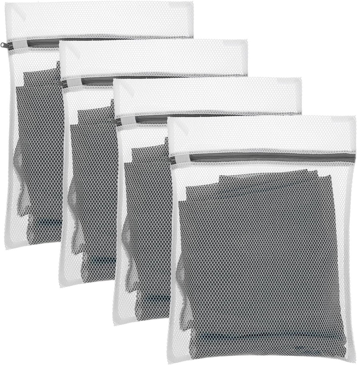 Set van 4 Mesh Waszakken voor Delicaat Wasgoed, Ideaal voor Ondergoed en Lingerie, 30 x 20 cm, Met Ritssluiting, Perfect voor Reis en Wasmachine