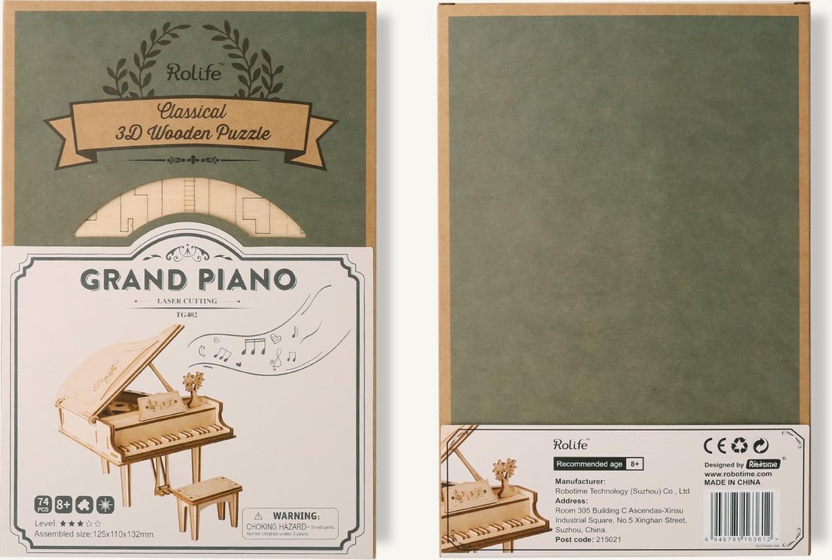 Robotime 3D Houten Puzzel Muziekinstrument Grand Piano, TG402 - Overig — afbeelding 5