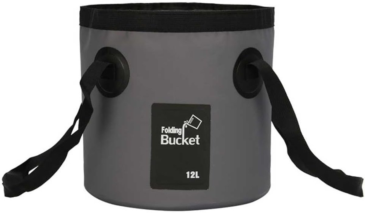 Multifunctionele Opvouwbare Emmer voor Reizen, Wandelen, Vissen, Boot, 12 l, Grijs
