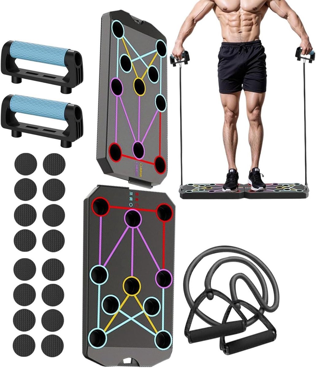 Pushup Board - Trainingsbord - Spiertraining thuis - Kleurgecodeerde zones - 40 x 20 x 7 cm - Zwart
