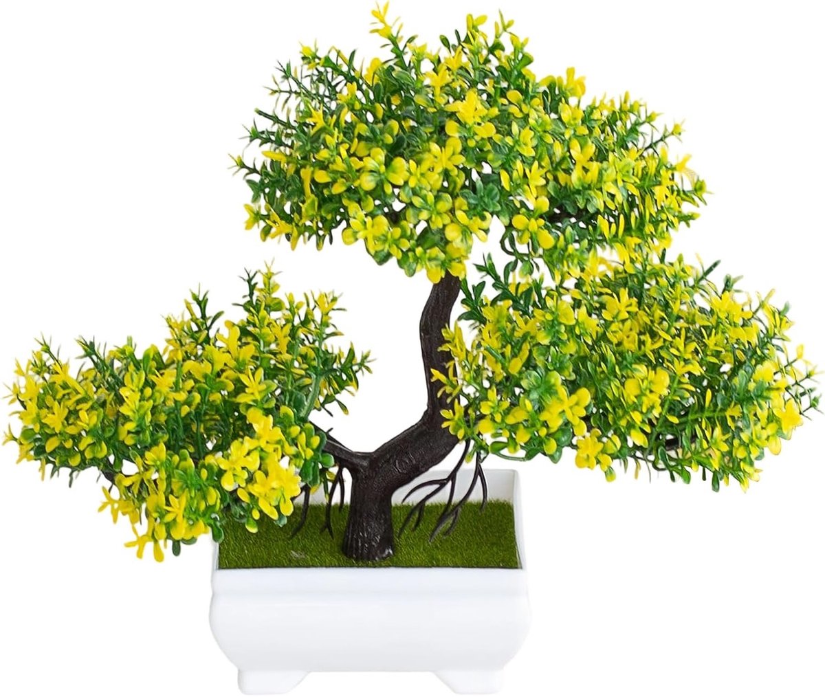 Kunstmatige Bonsai Boom in Geel voor Decoratie van Tuin, Tafel en Vensterbank - Aesthetisch en Realistisch Design