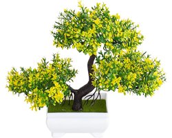 Kunstmatige Bonsai Boom in Geel voor Decoratie van Tuin, Tafel en Vensterbank - Aesthetisch en Realistisch Design