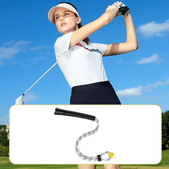 Golf Swing Trainer - Golf Oefen Touw - Golfswing Verbeteren - Elastisch en Verzwaard - 97.5 cm - Zwart van GOLF — afbeelding 2