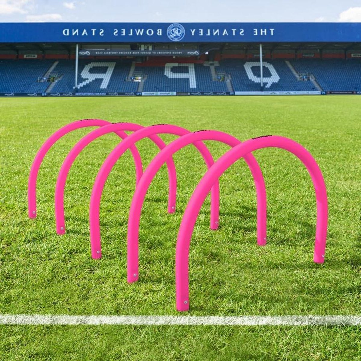 Hockey Trainingsbogen - Passagehulpmiddelen - Passen Trainen - Hoge Kwaliteit Plastic - Set van 10 - Felroze