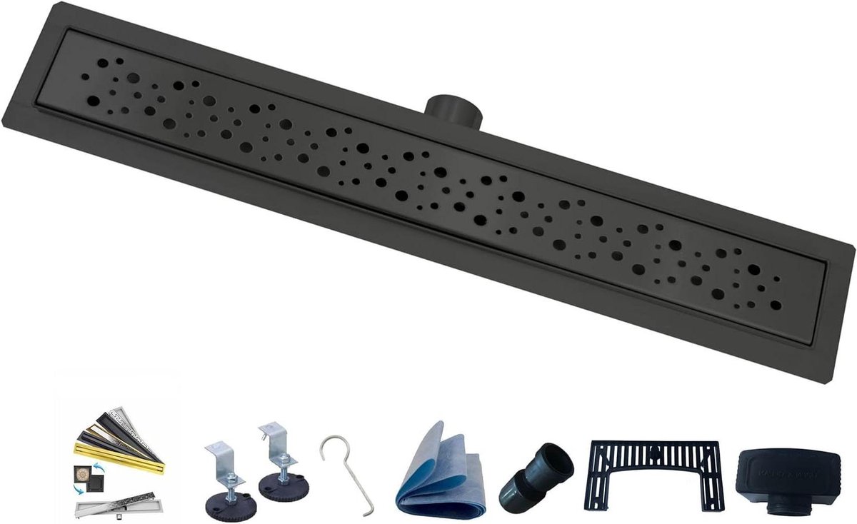 Vloerafvoer Douchegoot - Lineaire Afvoer - Water Afvoeren - Super Plat Ontwerp - 70 cm - Zwart