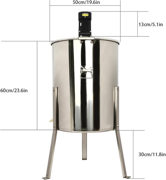 Honing Extractie - Honing centrifuge - Honing verwerken - Elektrisch en efficiënt - 8 frames - Zilver — afbeelding 3