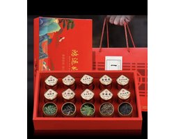 Luxe Chinese Thee Giftset – Exclusieve Geschenkdoos met 5 Premium Theesoorten – Inclusief Oolong, Da Hong Pao, Groene Thee & Zwarte Thee – Cadeaupakket met Draagtas