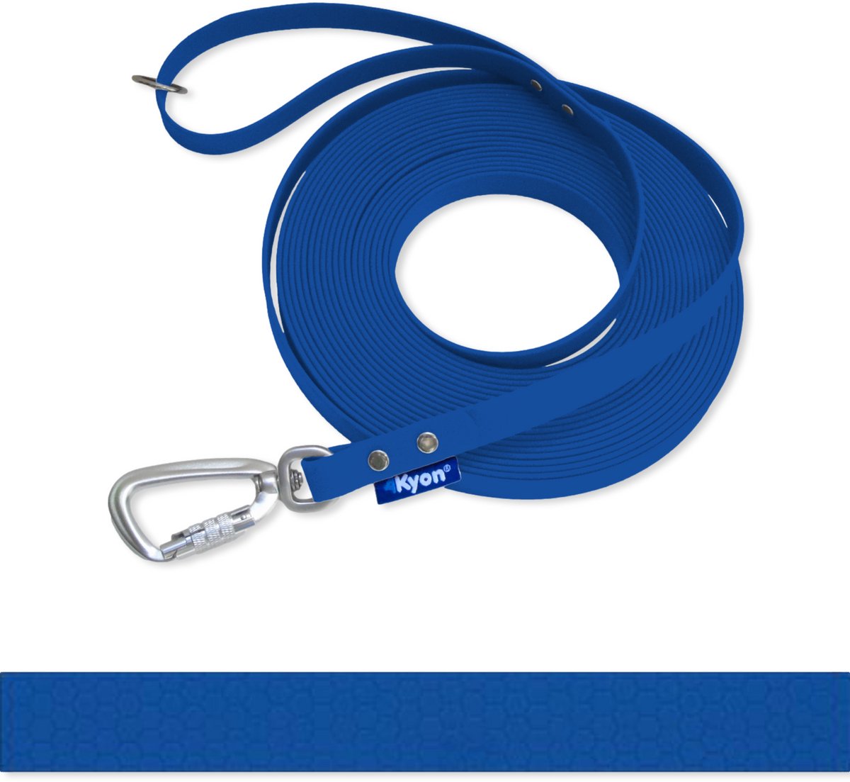 4Kyon | Anti-slip lijn - 5 meter lange Hondenlijn - Veilige Auto-Lock karabijn haak - Koningsblauw - 16mm breed