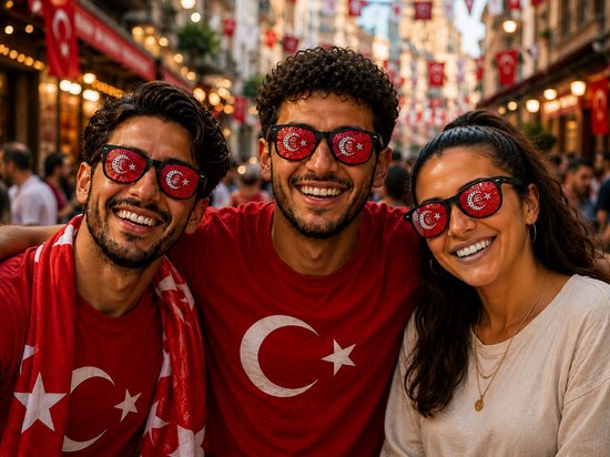 Turkije Vlag Zonnebril - VlaggenBril - Turkije no.1 - Supporters Bril - Türkiye Fans - Festival / WK - Rood Wit — afbeelding 4