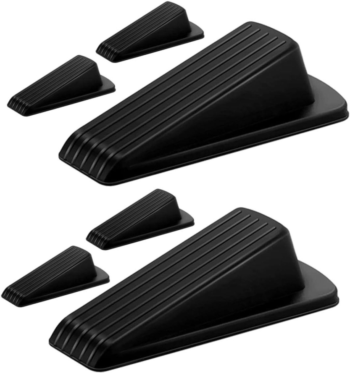 Deurstop Set - Deurwiggen Rubber - Voorkom Deurklappen - Zonder Gereedschap Te Plaatsen - 12.2 cm - Zwart
