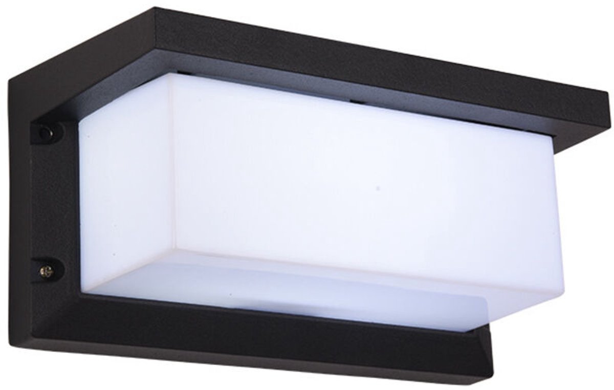 Moderne LED-wandlampgeschikt voor buiten, 18W, waterdicht, aluminium, antracietgrijs, decoratieve verlichting, warm wit licht.