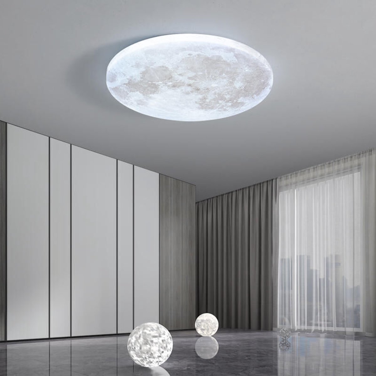 LED-plafondlamp, maanvormige plafondlamp, geschikt voor afstandsbediening, 38 cm diageschikt voorer, 3000-6500K dimbaar, geschikt voor nachtlampfunctie, als wandlampgeschikt voor woonkamer en slaapkamer (380x50mm).