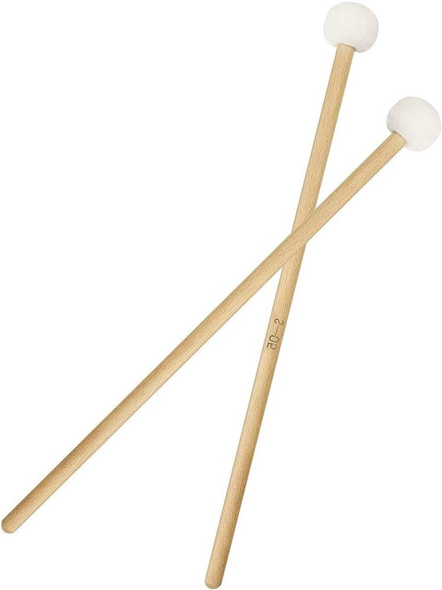 Drum Mallets - Percussie Stokken - Muziek Maken - Zachte Vilten Kop - 385 mm Lengte - Grijs