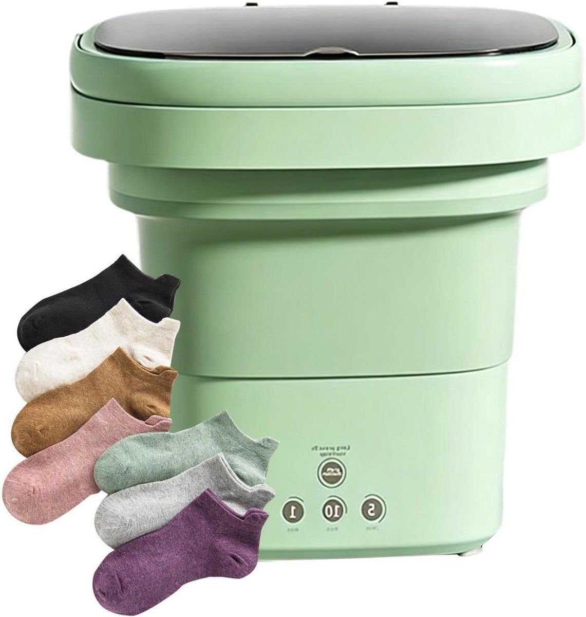 Opvouwbare Wasmachine Mini Wasmachine Kleding Reinigen Ruimtebesparend Ontwerp 6 Liter Capaciteit Groen
