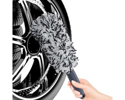 Auto Wielborstel - Velgen Scrubber - Auto Reinigen - Ergonomische Grip - 27.5 cm Lengte - Zwart en Wit