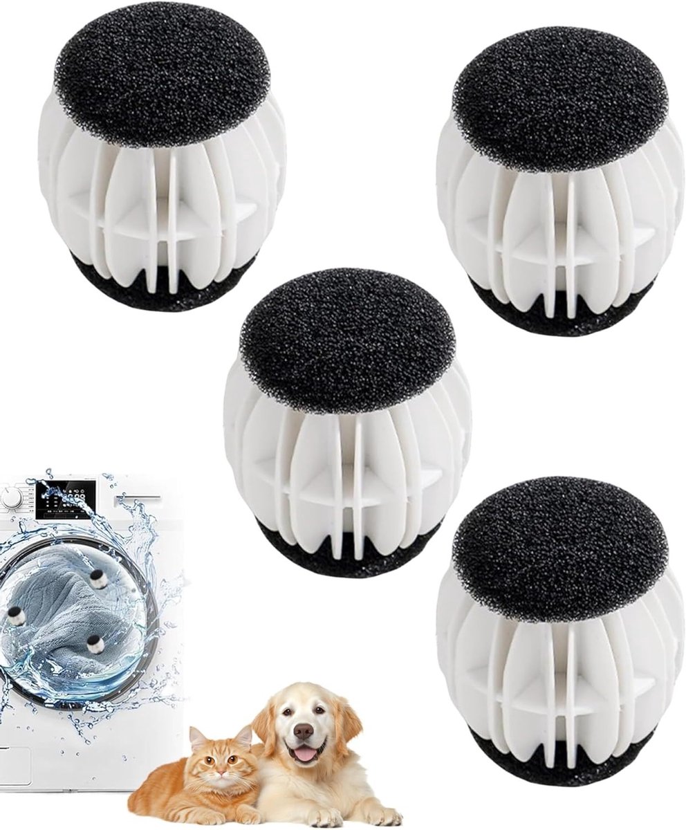 Herbruikbare wasmachinehaarvangers, 4 stuks, diameter 6 cm, effectief tegen dierenharen, pluisjes en vuil in de was