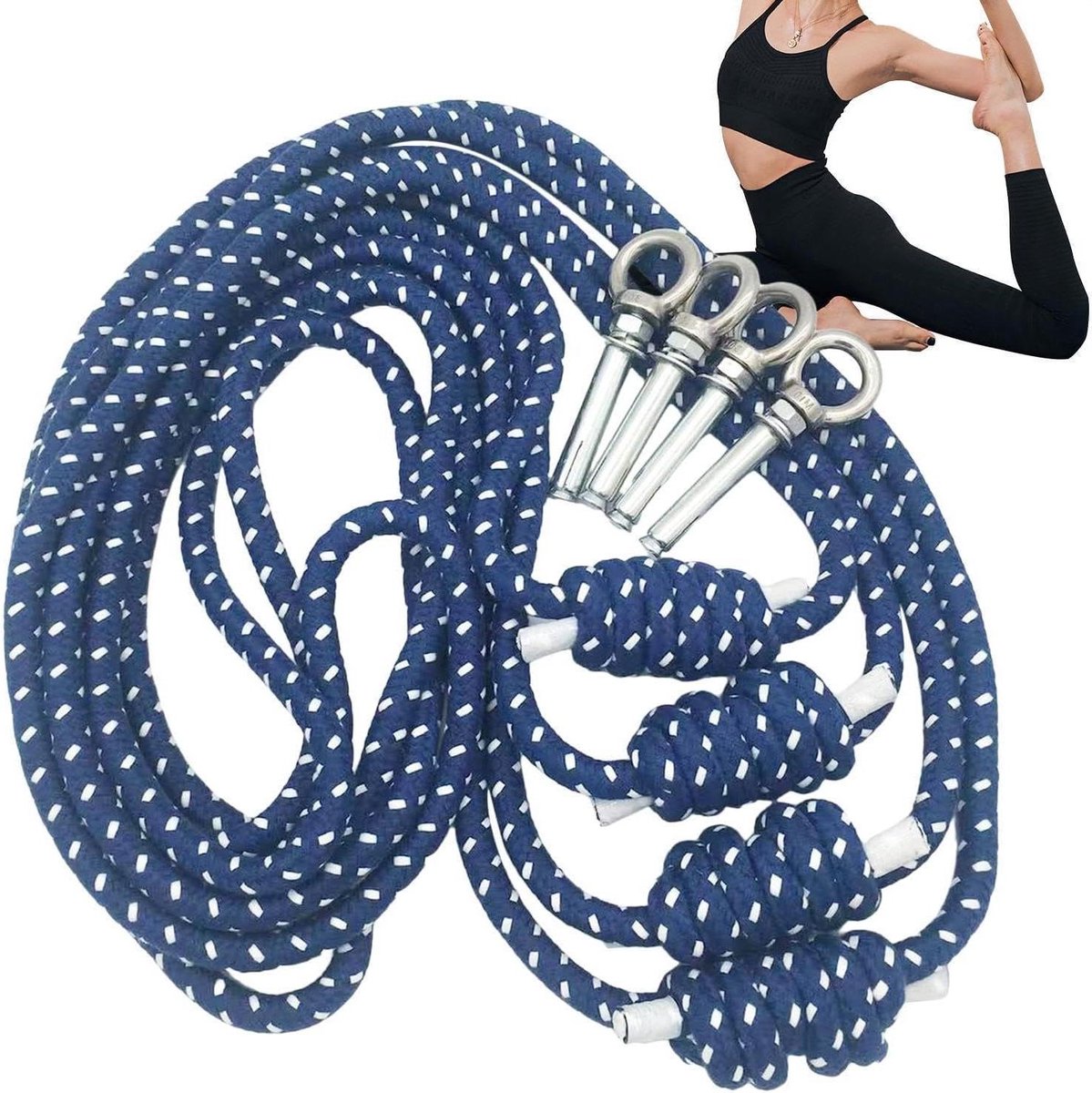 Yoga Rektouw - Flexibiliteitstouw Spagaat - Flexibiliteit Verbeteren - Verstelbare Pasvorm - 3.3 Meter - Blauw
