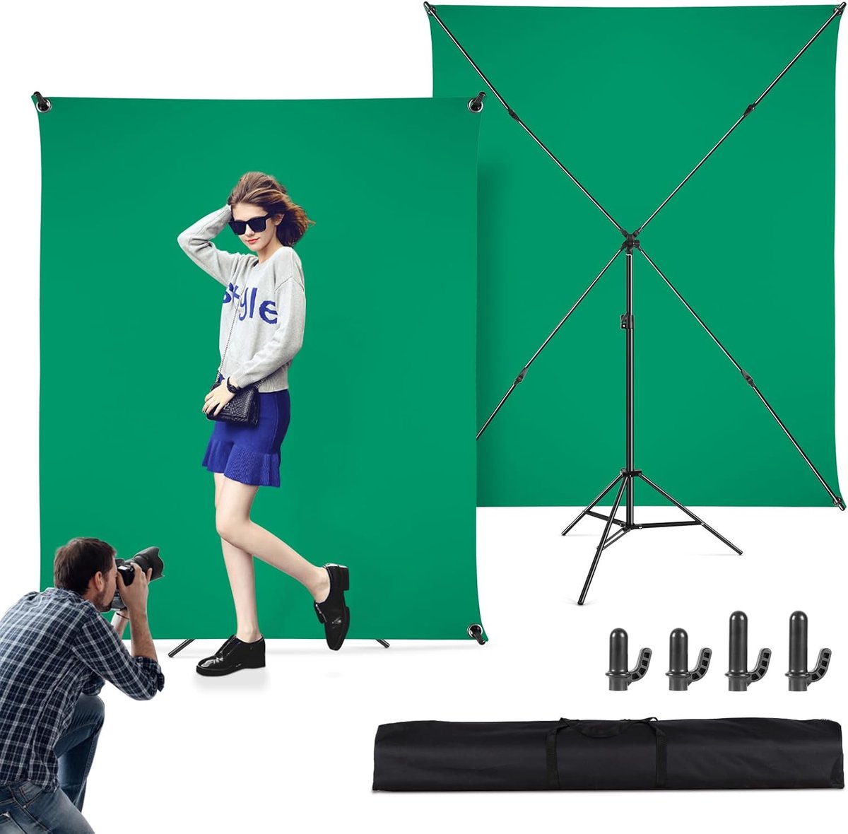 Achtergrond Scherm - Studio Doek - Video Opnames - Snelle Installatie - 1.5 x 2 Meter - Groen