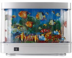 Nep Aquariumlamp - Vis Lavalamp Nachtlampje - Ontspannende Sfeer Creëren - Dynamische Vis Beweging - 30x23x7 cm - Wit