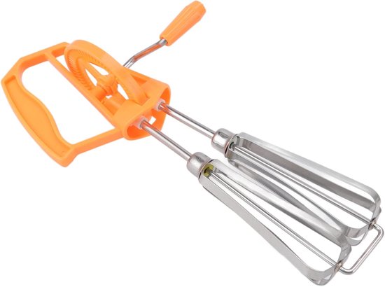 Hand Crank Egg Beater - Hand Mixer Blender - Snel Ingrediënten Mixen - Automatische Rotatie - 25.5 cm - Oranje — afbeelding 5