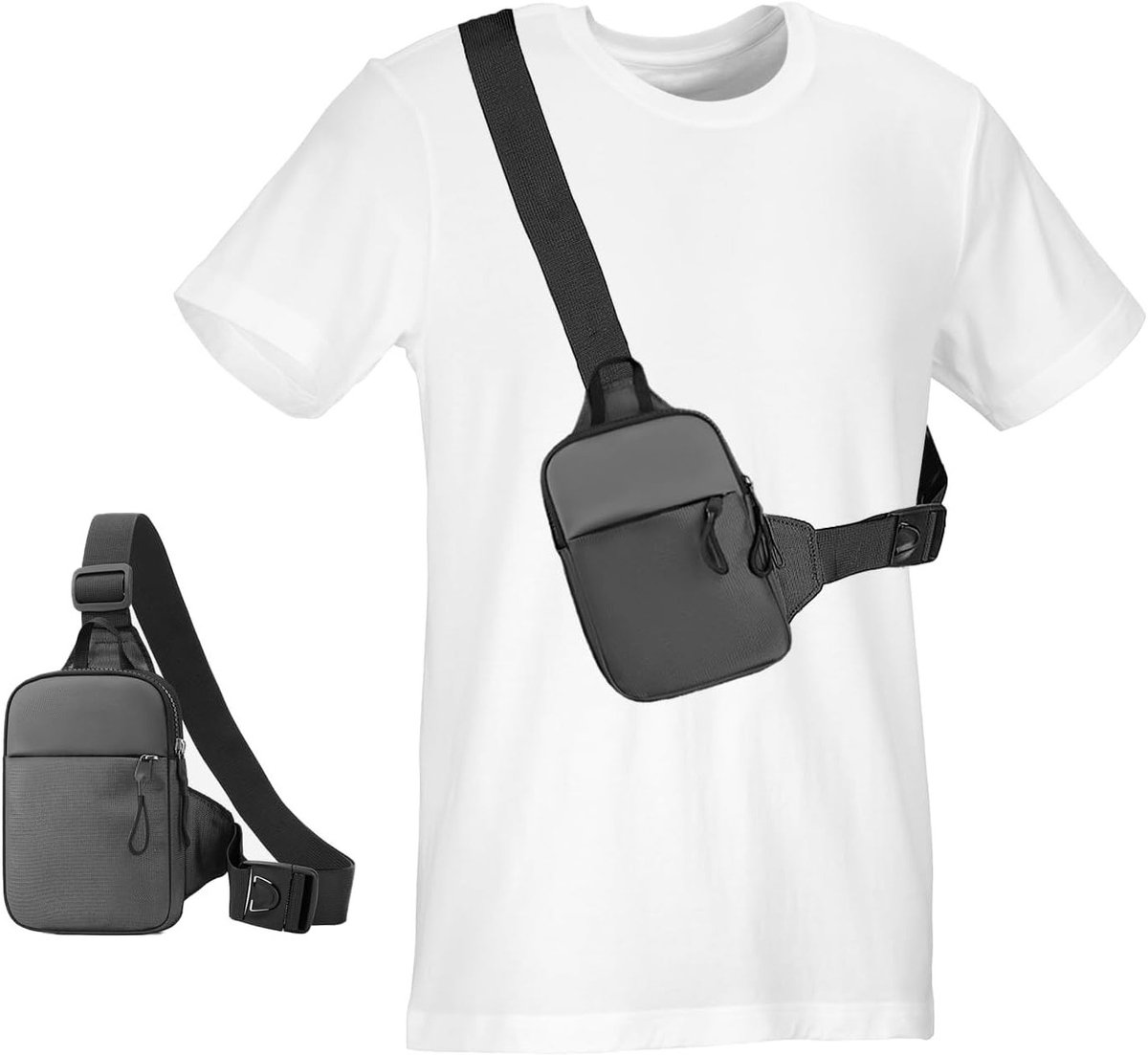 Waterdichte Crossbody Rugtas voor Mannen, Ideaal voor Outdoor Activiteiten, Reizen en Dagelijks Gebruik, Compact en Handig in Grijs