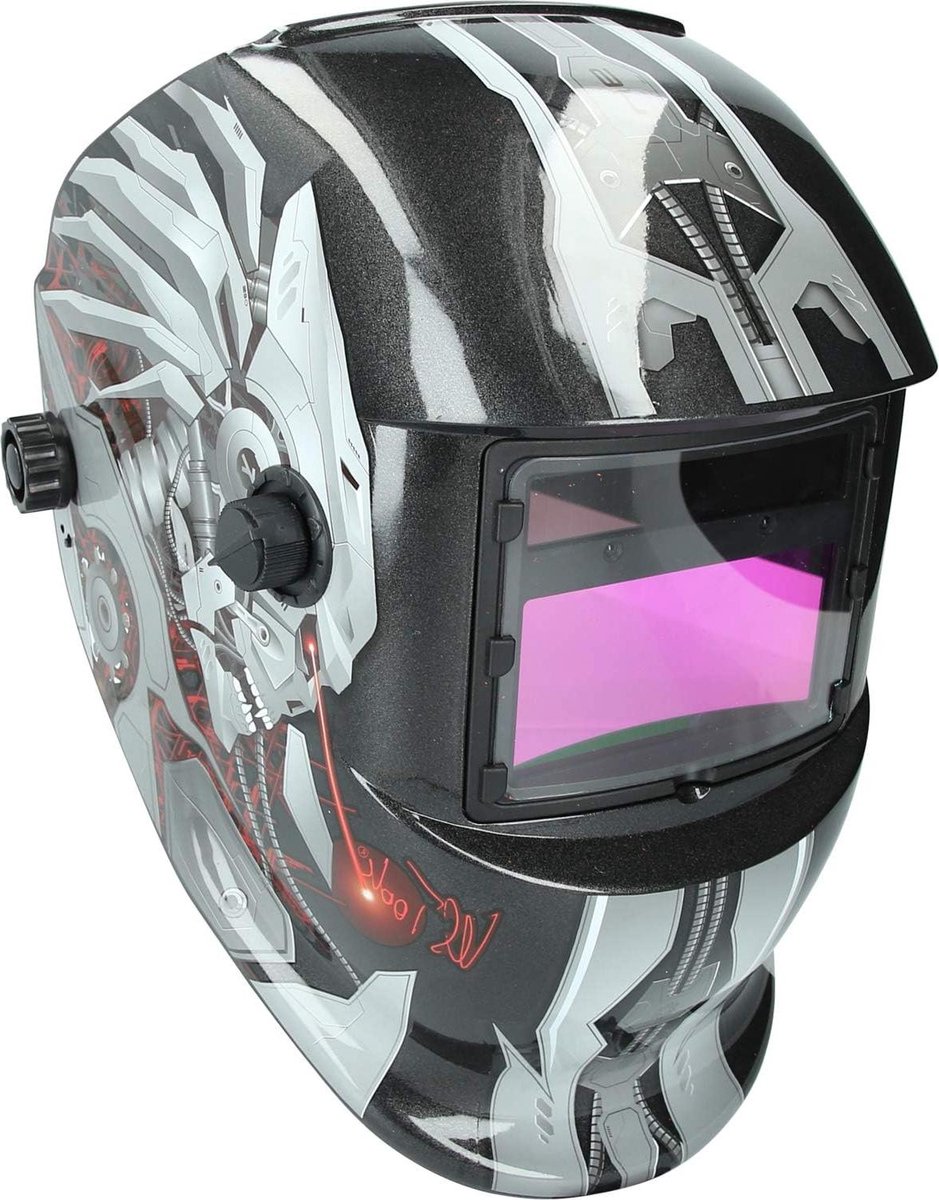 Automatisch Lasmasker - Staal Design Helm - Veilig Lassen - Zonnecel Aangedreven - Standaard Maat - Grijs