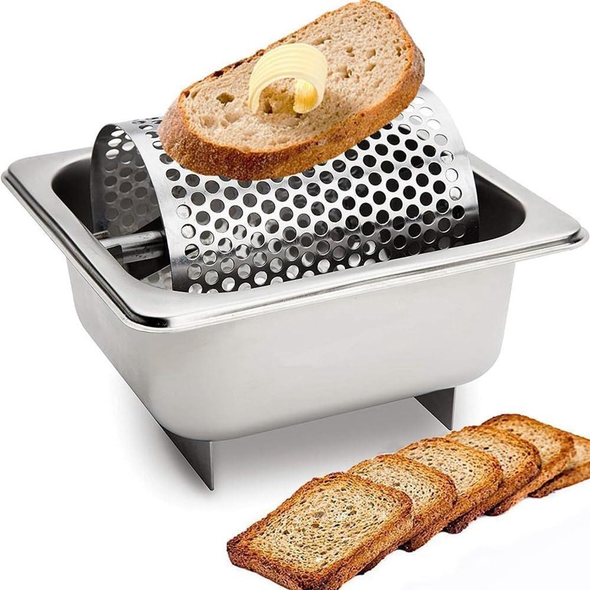 Boterrol Dispenser - Smeermiddel voor brood - Gelijkmatig beboteren - Grote capaciteit - 36 ounces - Zilver