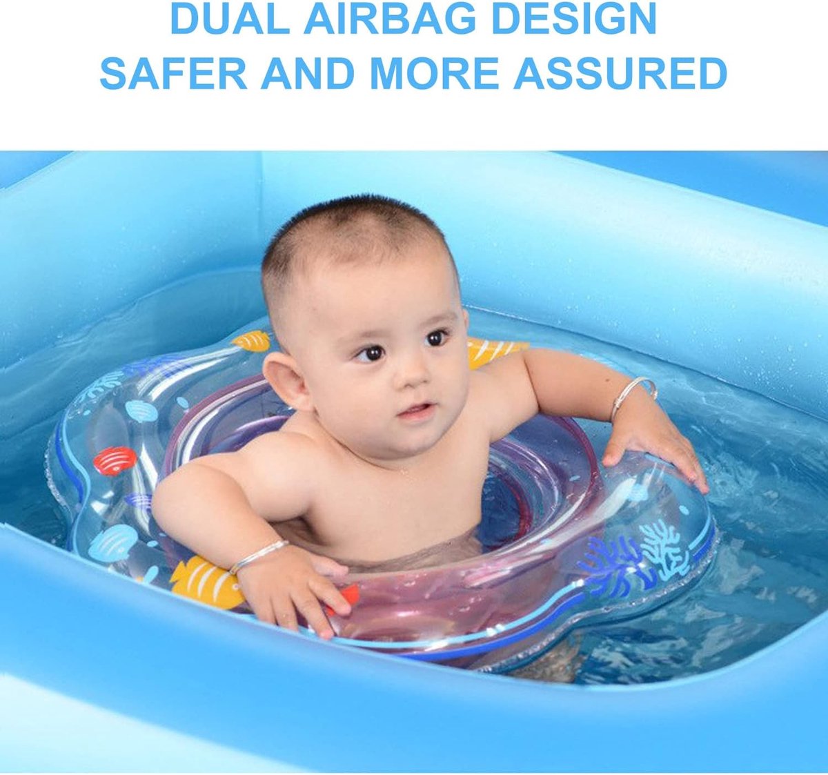 Zwemring met zitting, opblaasbaar speelgoed met dubbele airbags, zwemhulp voor peuters/kinderen van 6 tot 36 maanden, te gebruiken met toezicht van volwassenen (52 cm, blauw) – foto 2