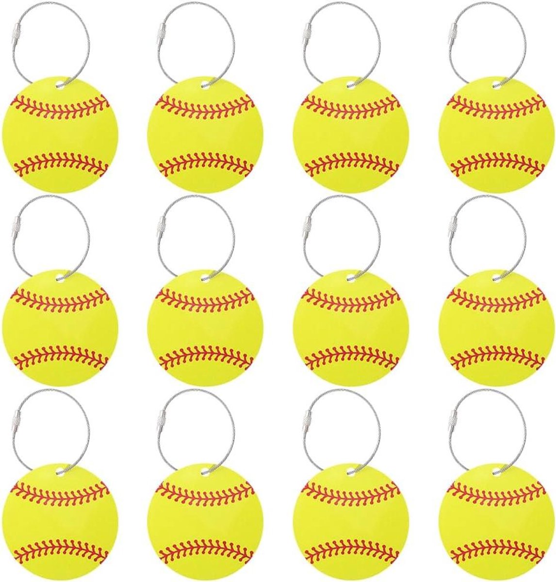 Softball Bagagelabels - Sport Etiketten - Reisbagage Markeren - Opvallend Softball Design - 70 x 70 mm - Geel