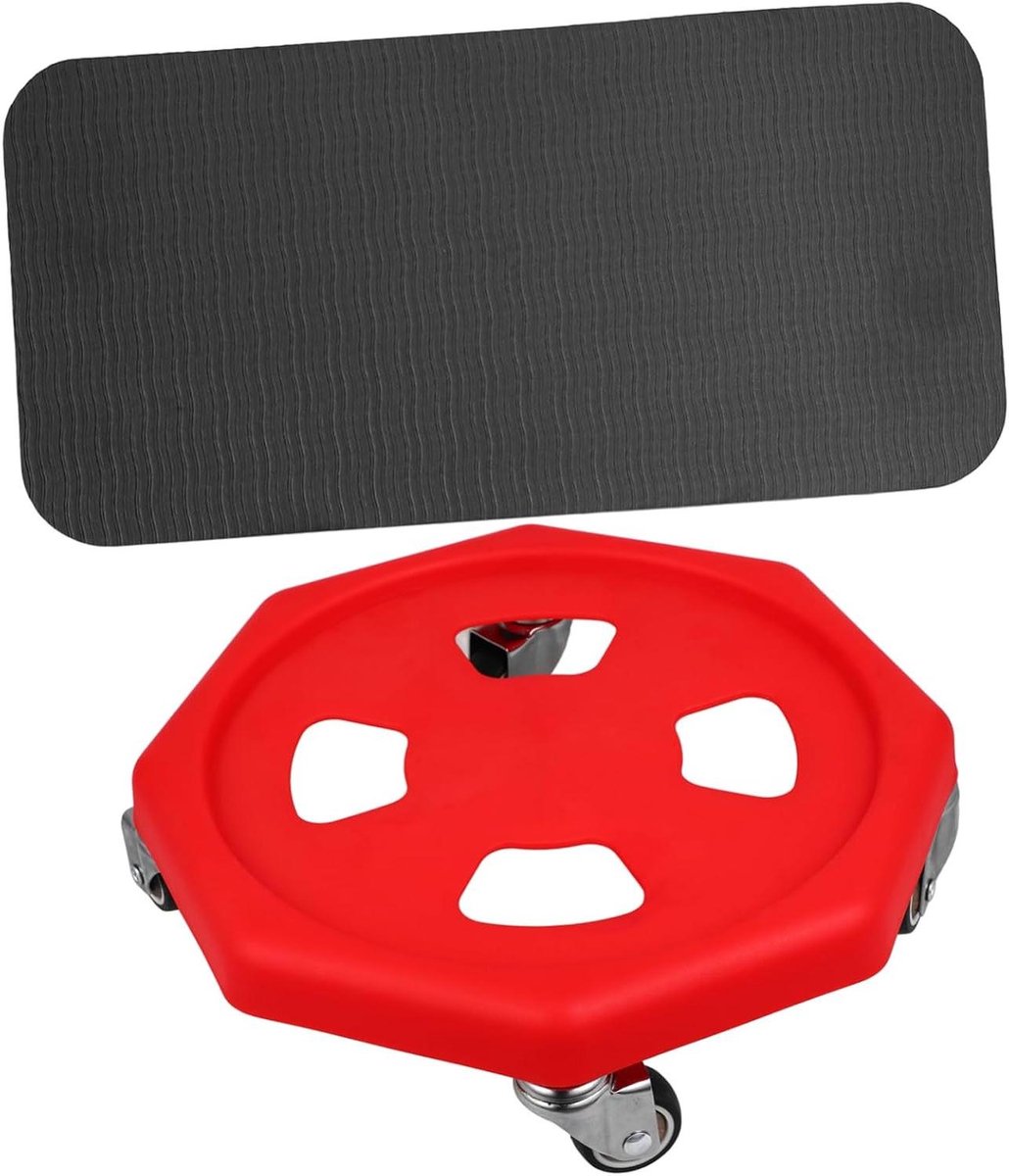 Buikspiertrainer Schijven - Oefen Schijven - Full Body Workout - Inclusief Comfort Mat - 34 x 17 cm - Rood