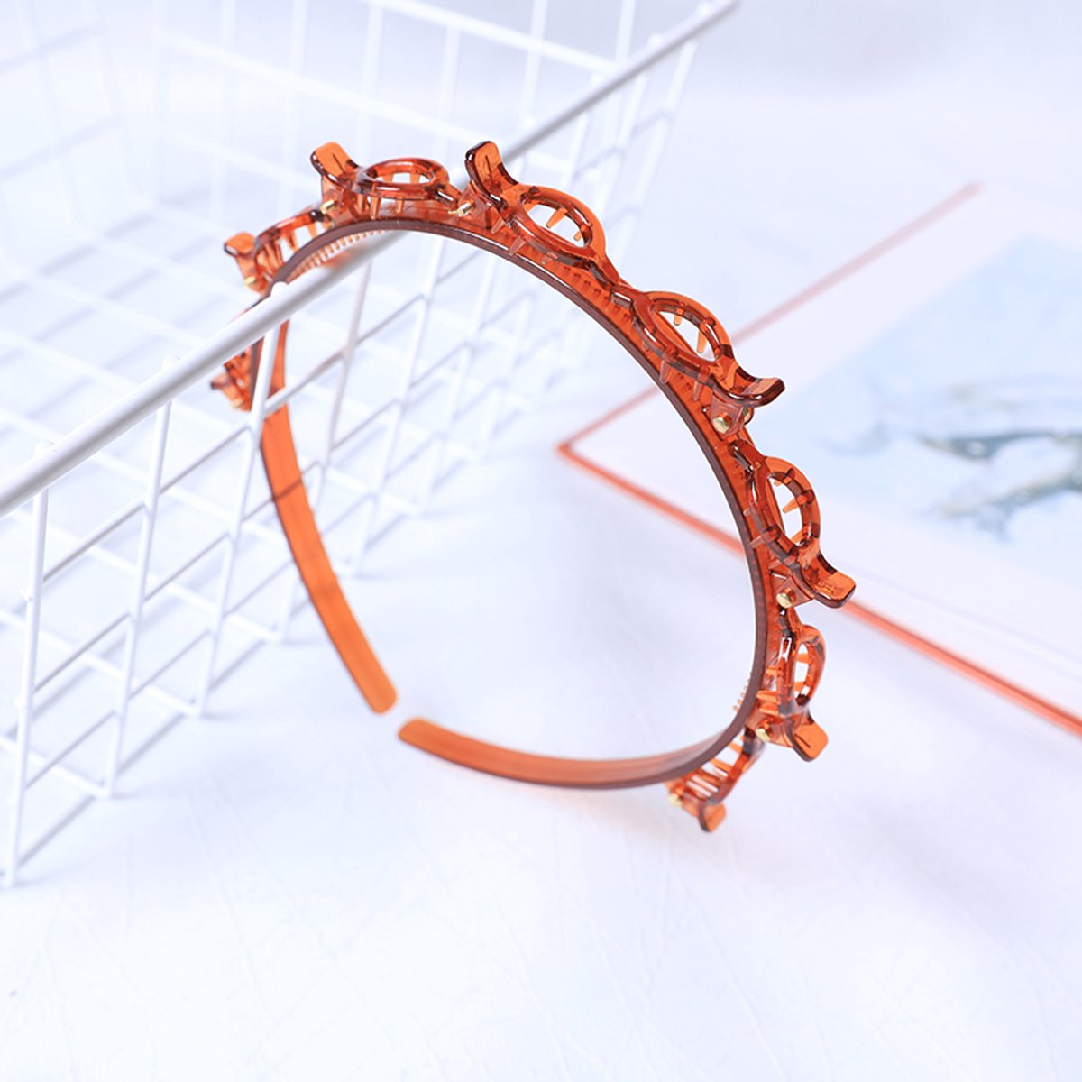 Diadeem - Diadeem met clips - diadeem met haarspeld - haar accessoires - set bruin/bruin