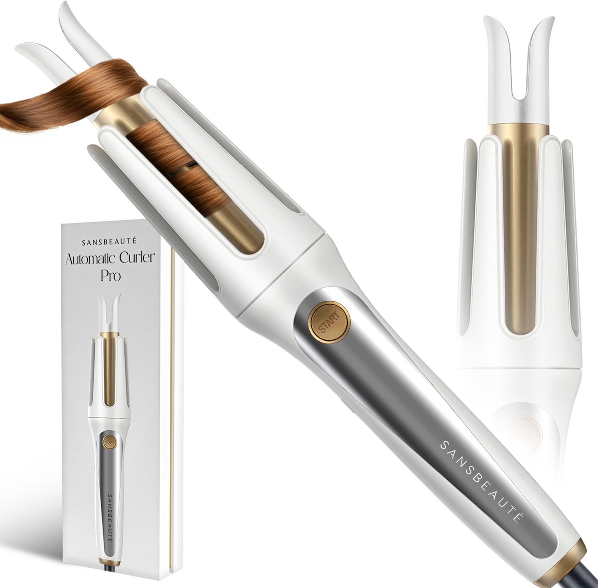 Sansbeauté Automatische Krultang - Keramische Haarkruller - Haarkrultang - Hair Curler - Haarstyler - Wavy Hair - Curling Iron - Krulborstel Roterend - Golvenkrultang - Wave Krultang