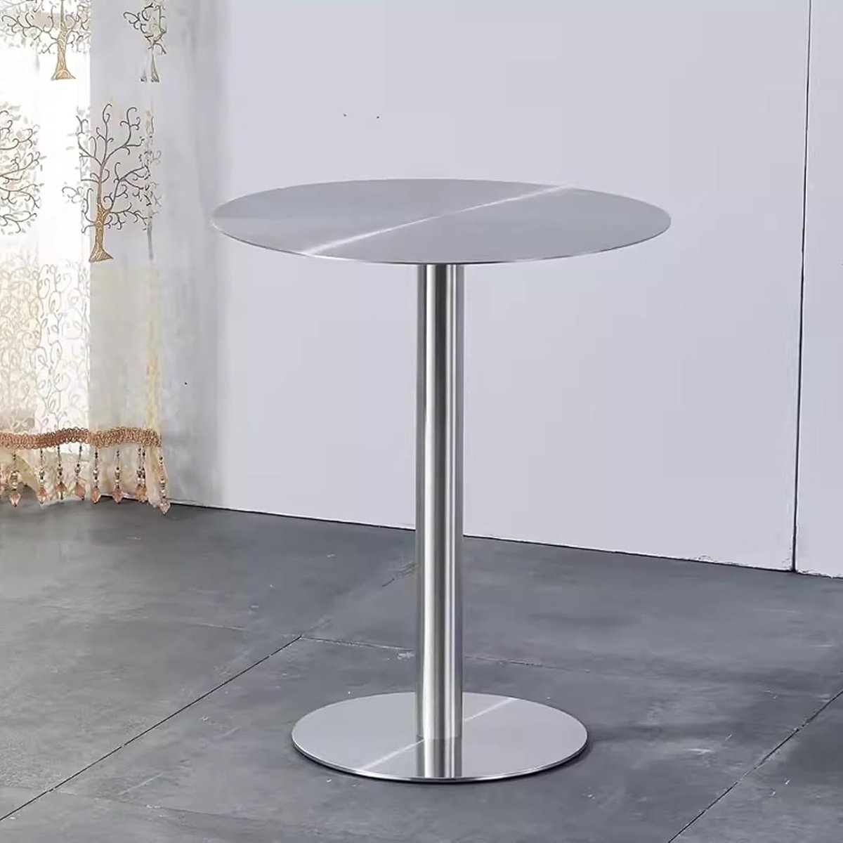 Bartafel Rond RVS 60x60x105 cm – Hoge Cocktailtafel, Bistrotafel, Statafel voor Binnen & Buiten, Roestvrijstalen Design voor Terras, Horeca, Keuken en Café, Mobili Bella