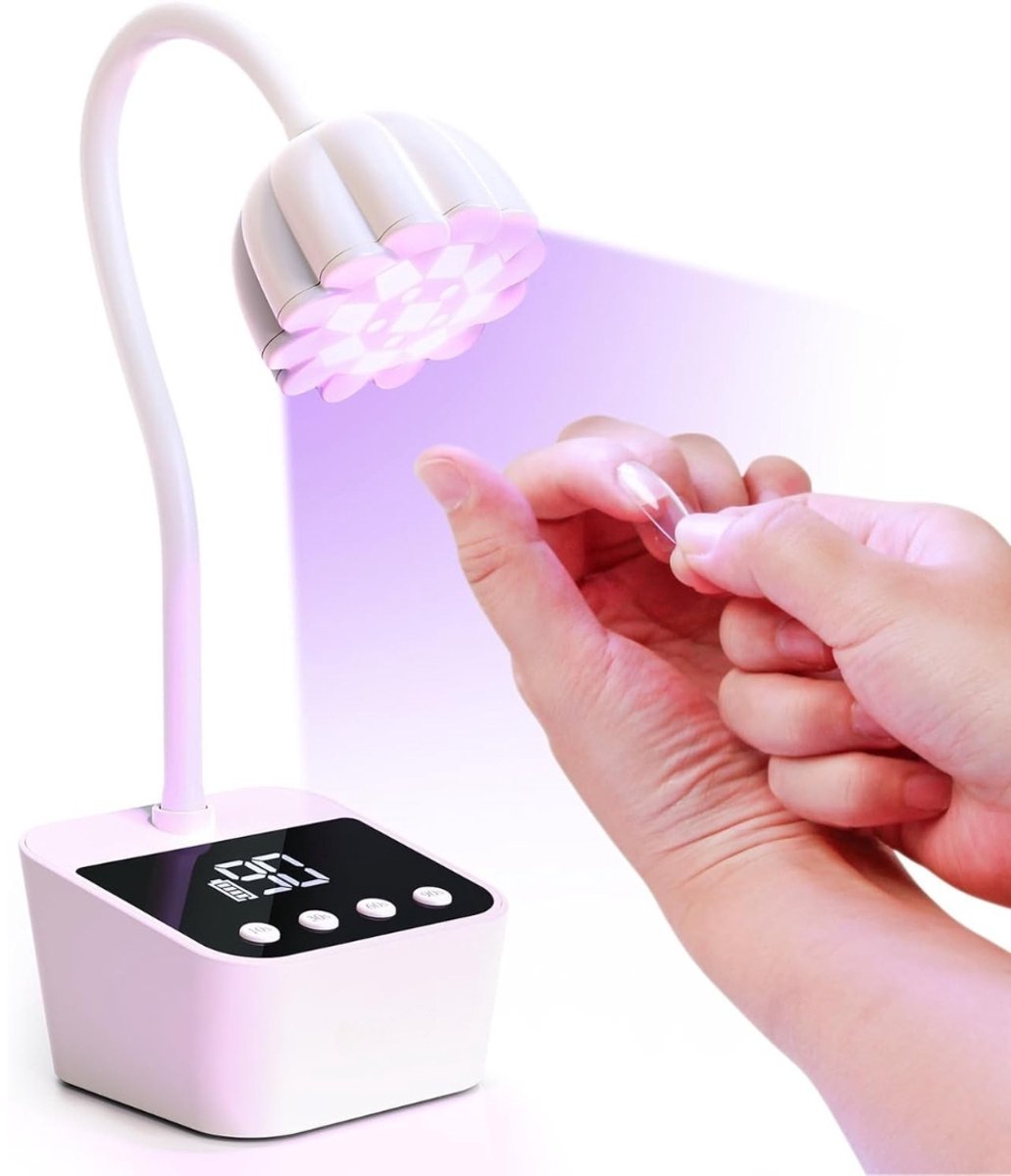 UV Lamp voor Nagels met Slimme Sensor en Display voor Gel Nagels, Oplaadbare LED Nageldroger met 4 Timerinstellingen en 360 Graden Verstelbaarheid voor Perfecte Nagelontwerpen