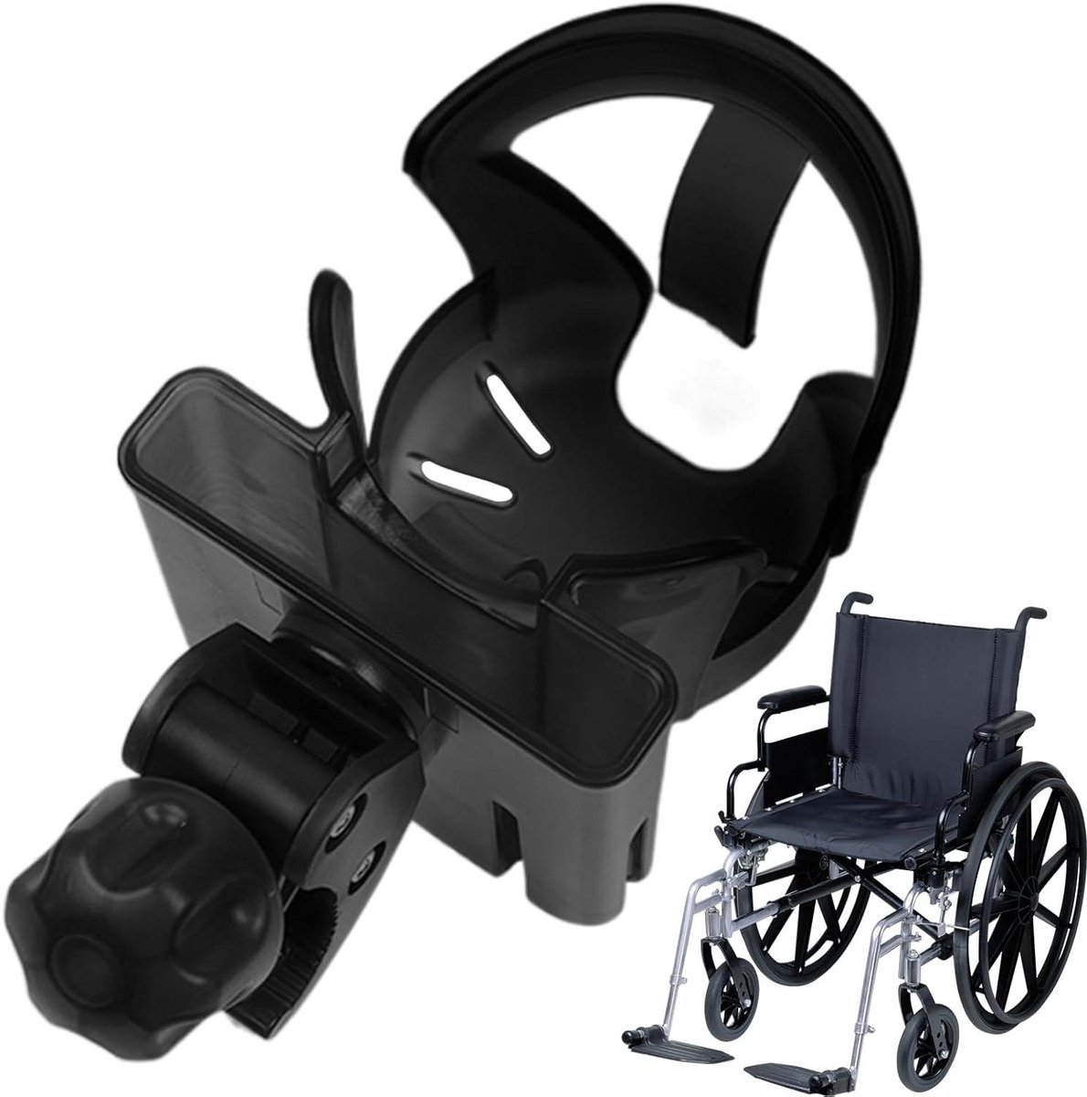 Drankhouder Telefoonhouder - Bekerhouder Organizer - Mobiliteit Ondersteuning - 360 Graden Draaibaar - 12.5 x 10.6 x 10 cm - Zwart