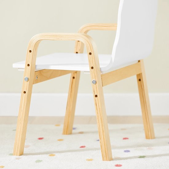 VIEMAE Kinderstoel - Kinderstoeltjes voor peuter - Peuterstoel - Stoeltje voor kind - Set van 2 - Zithoogte verstelbaar - Hout, wit — afbeelding 4