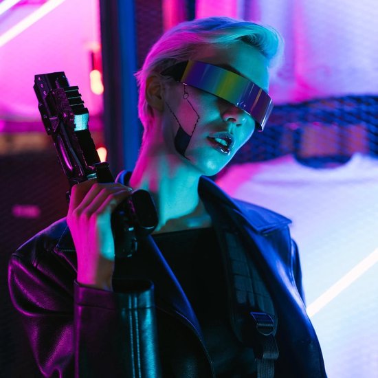 2x Futuristisch Zonnebril Smal Cyclops Feestbril Kleurrijk Spiegelglas van Merkloos — afbeelding 5
