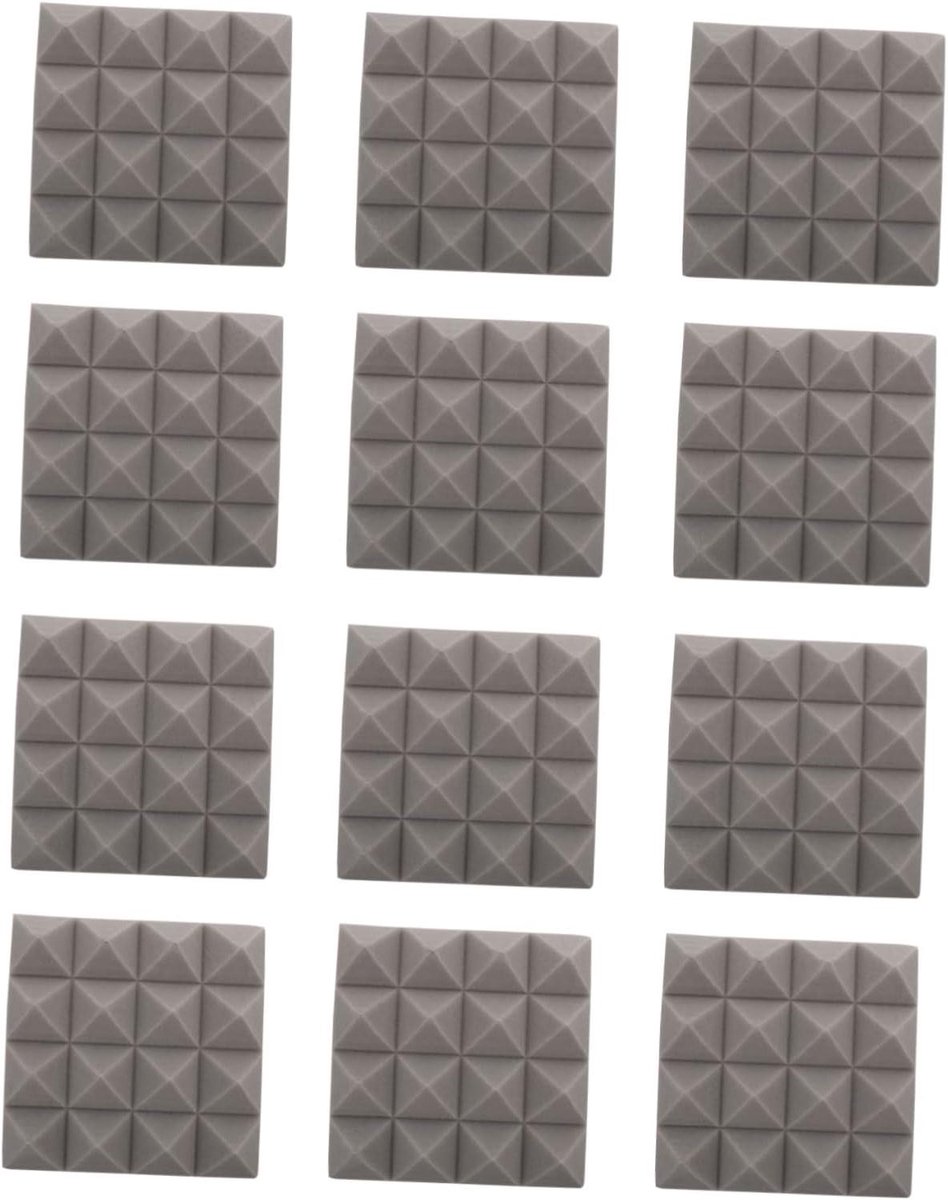 Geluidsabsorberende Panelen - Dempende Platen - Akoestische Verbetering - 3D Piramide Ontwerp - 25x25x5CM - Grijs